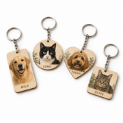 Custom Pet Photo Wooden Keyring