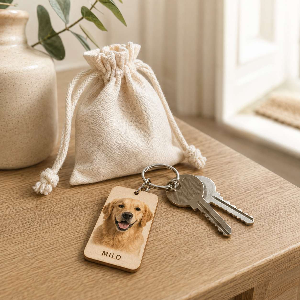 Custom Pet Photo Wooden Keyring